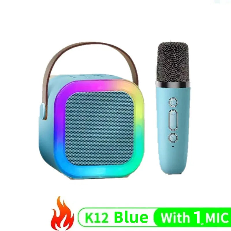 K12 Bluetooth Karaoke Machine Portable 5.3 PA Speaker System with 1-2 Wireless Microphones Home Family Singing Children'S Gifts